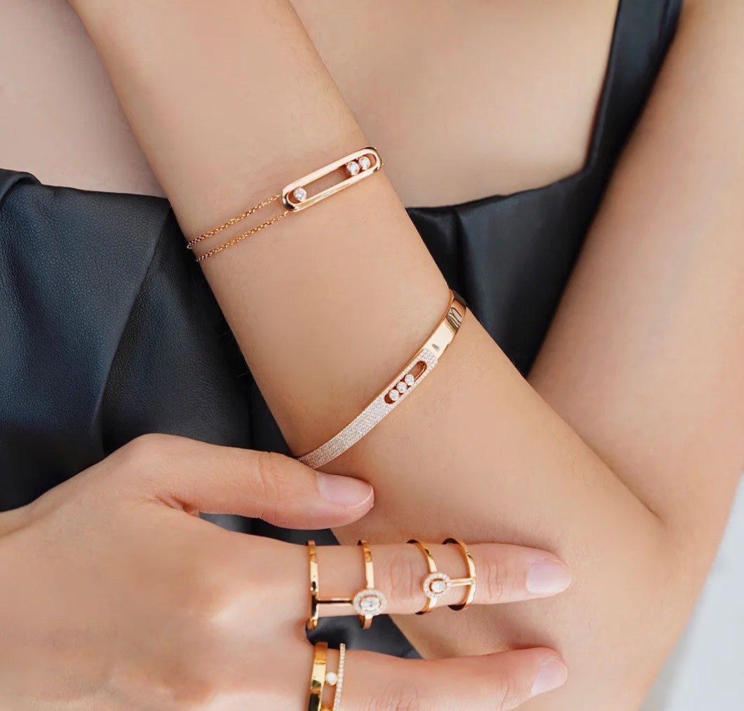 [Am Jewelry]Move Noa Rose Gold Pavé Diamond Bangle Bracelet