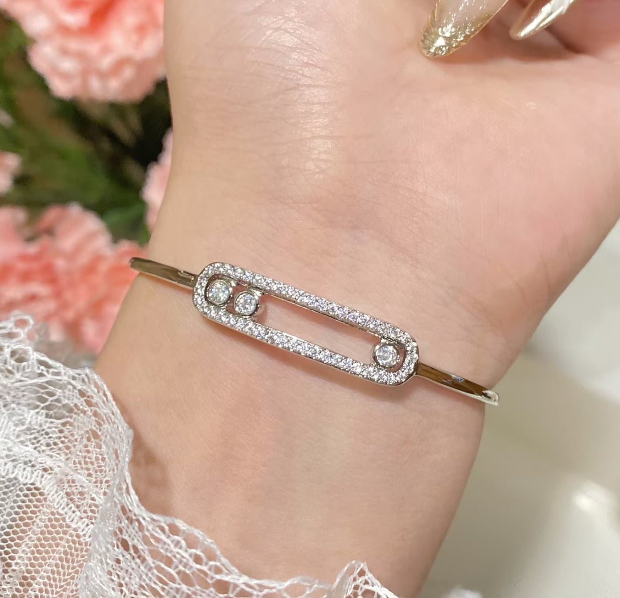 [Am Jewelry]Move Pavé Diamond Bangle Bracelet M