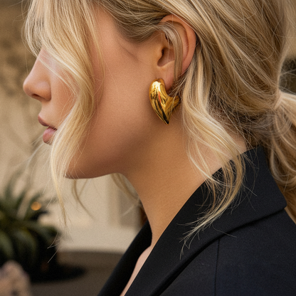 [AM Jewels]Aimee Chunky Heart Gold Earrings