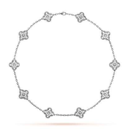 [Am jewelry]CLOVER 10 MOTIFS DIAMOND NECKLACE