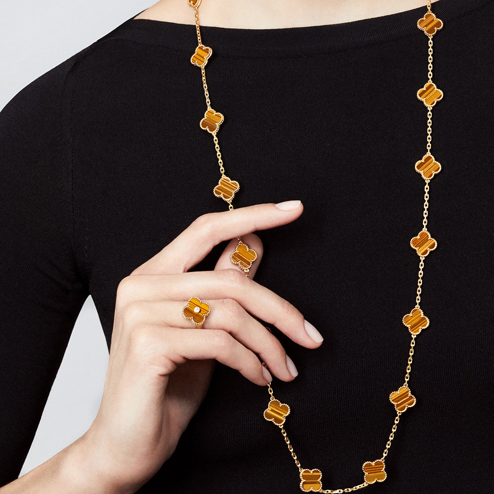 [Am jewelry]CLOVER 20 MOTIFS TIGER EYE ROSE GOLD