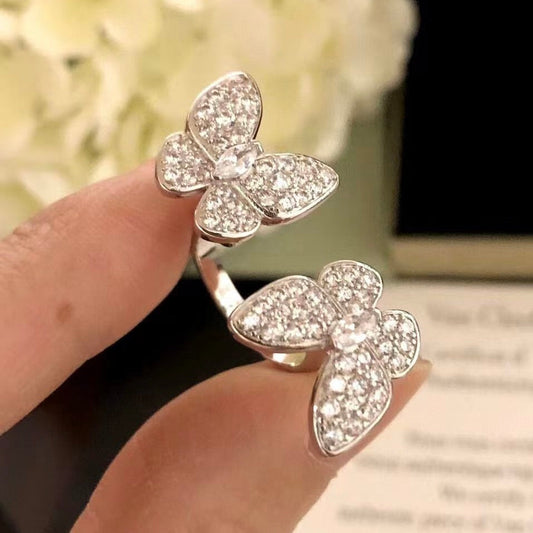 [Am jewelry]TWIN SILVER BUTTERFLY DIAMOND RING