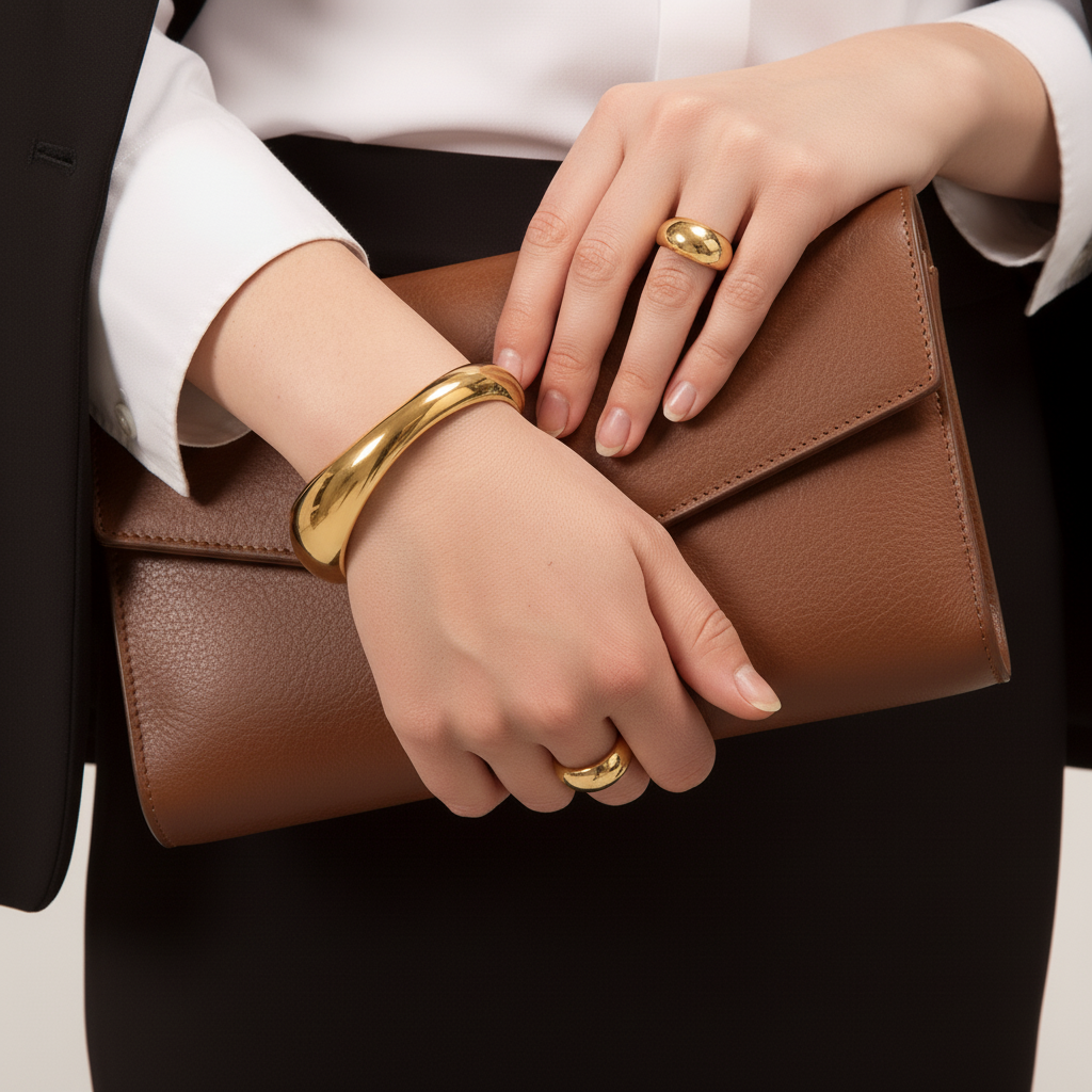 [AM Jewels]Jessa Sculpted Gold Bangle