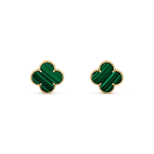 [Am jewelry]CLOVER MINI 9.5MM MALACHITE  EARRINGS