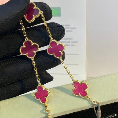 [AM Jewels]NEW CLOVER 5 MOTIFS PINK ENAMEL BRACELET
