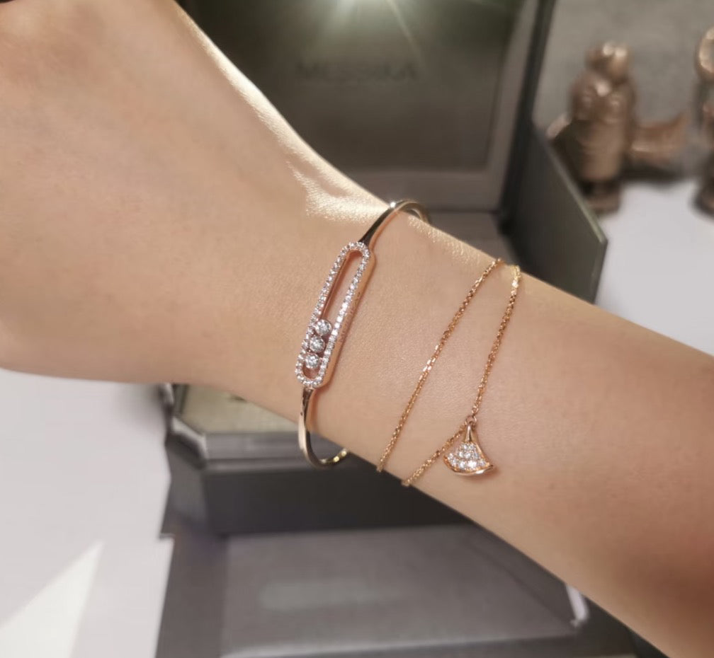 [Am Jewelry]Move Pavé Diamond Bangle Bracelet M