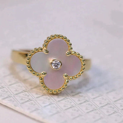 [Am jewelry]CLOVER PINK MOP RING GOLD DIAMOND