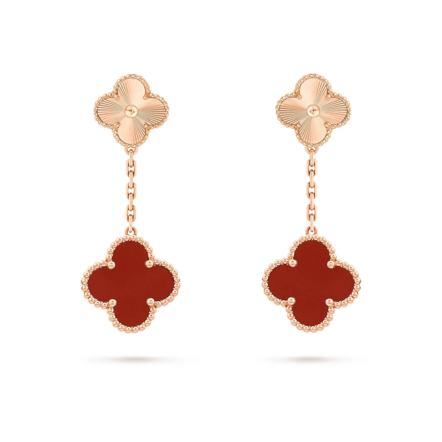 [Am jewelry]CLOVER 2 MOTIF  LASER CARNELIAN EARRINGS