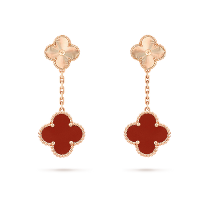 [Am jewelry]CLOVER 2 MOTIF  LASER CARNELIAN EARRINGS