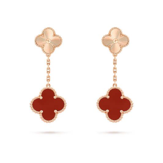 [Am jewelry]CLOVER 2 MOTIF  LASER CARNELIAN EARRINGS