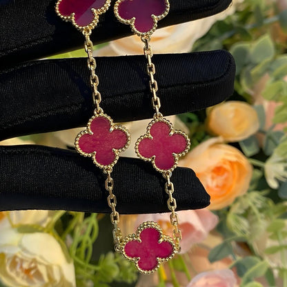 [AM Jewels]NEW CLOVER 5 MOTIFS PINK ENAMEL BRACELET