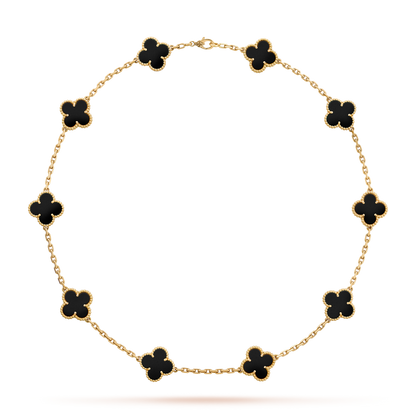 [Am jewelry]CLOVER 10 MOTIFS ONYX NECKLACE