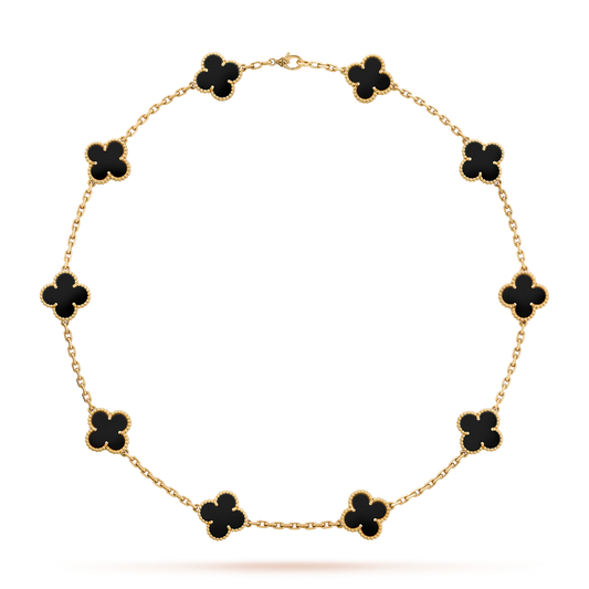 [Am jewelry]CLOVER 10 MOTIFS ONYX NECKLACE