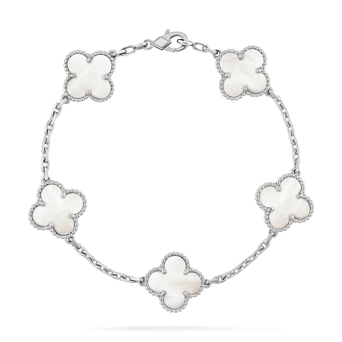 [Am jewelry]CLOVER WHITE PEARL MOP 5 MOTIF BRACELET COLLECTION