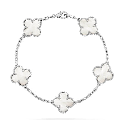 [Am jewelry]CLOVER WHITE PEARL MOP 5 MOTIF BRACELET COLLECTION