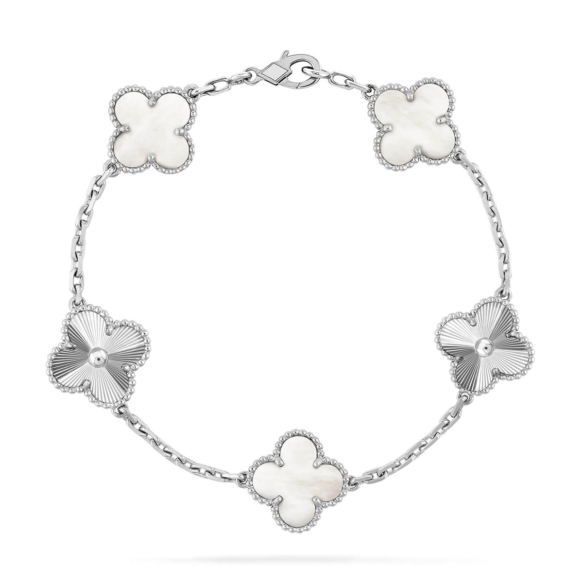 [Am jewelry]CLOVER WHITE PEARL MOP 5 MOTIF BRACELET COLLECTION