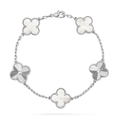 [Am jewelry]CLOVER WHITE PEARL MOP 5 MOTIF BRACELET COLLECTION