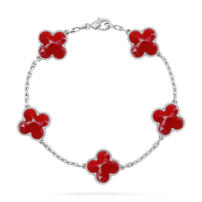 [Am jewelry]CLOVER 5 MOTIF RED PATTERN BRACELET COLLECTION