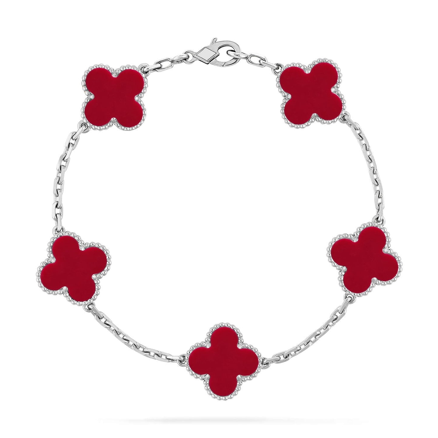 [Am jewelry] CLOVER 5 MOTIF RED CORNELIAN BRACELET COLLECTION