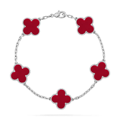 [Am jewelry] CLOVER 5 MOTIF RED CORNELIAN BRACELET COLLECTION