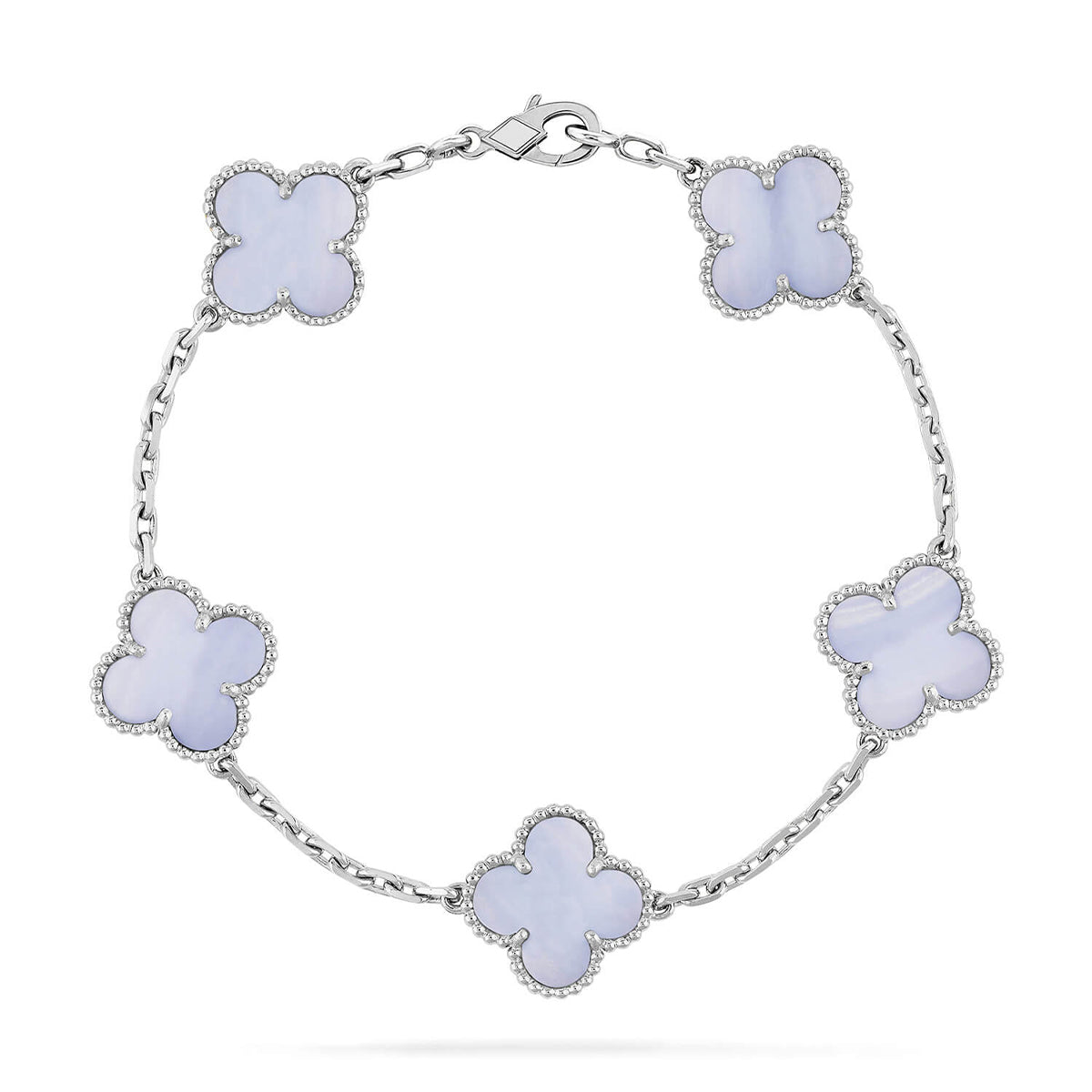 [Am jewelry] CLOVER 5 MOTIF PURPLE CHALCEDONY BRACELET COLLECTION