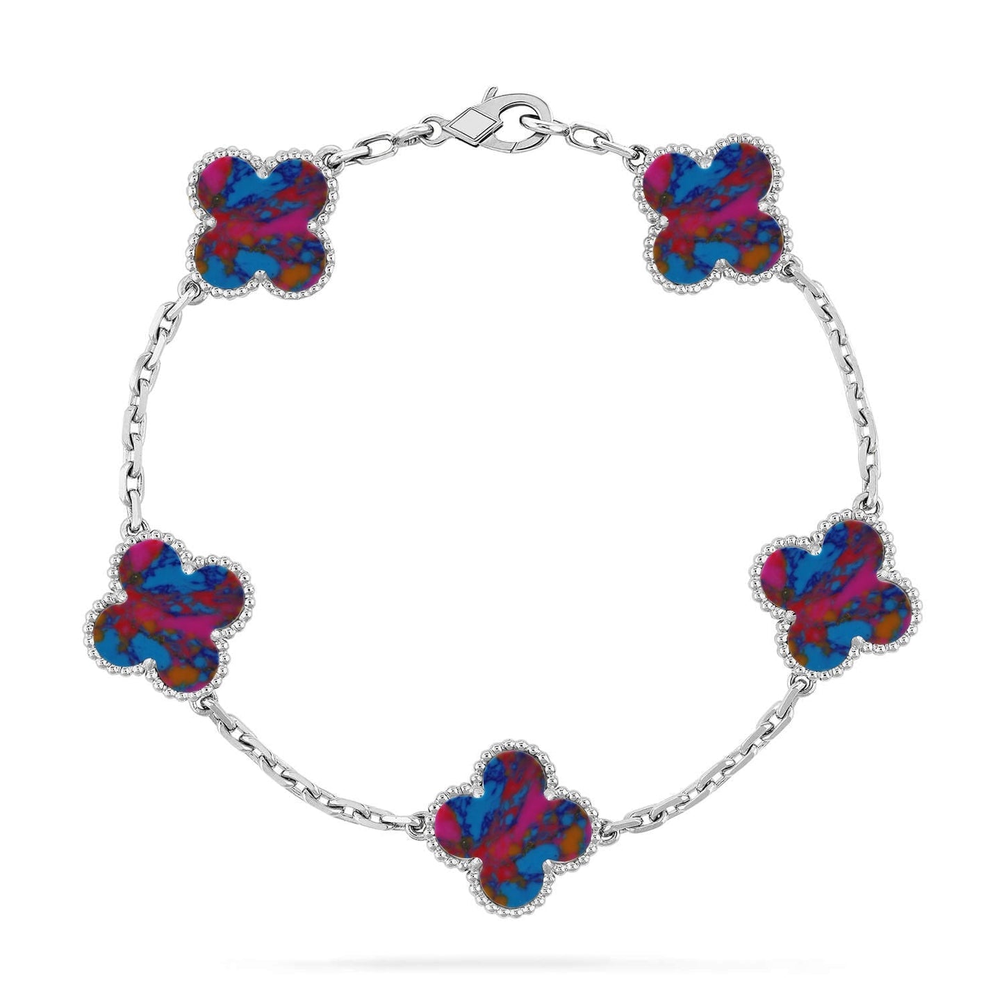 [Am jewelry]CLOVER 5 MOTIF COLOR GEMSTONES BRACELET COLLECTION