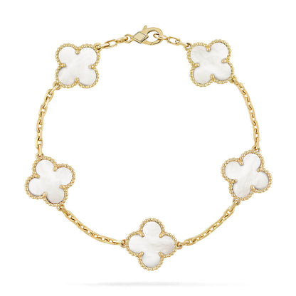 [Am jewelry]CLOVER WHITE PEARL MOP 5 MOTIF BRACELET COLLECTION