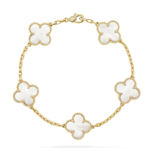 [Am jewelry]CLOVER WHITE PEARL MOP 5 MOTIF BRACELET COLLECTION