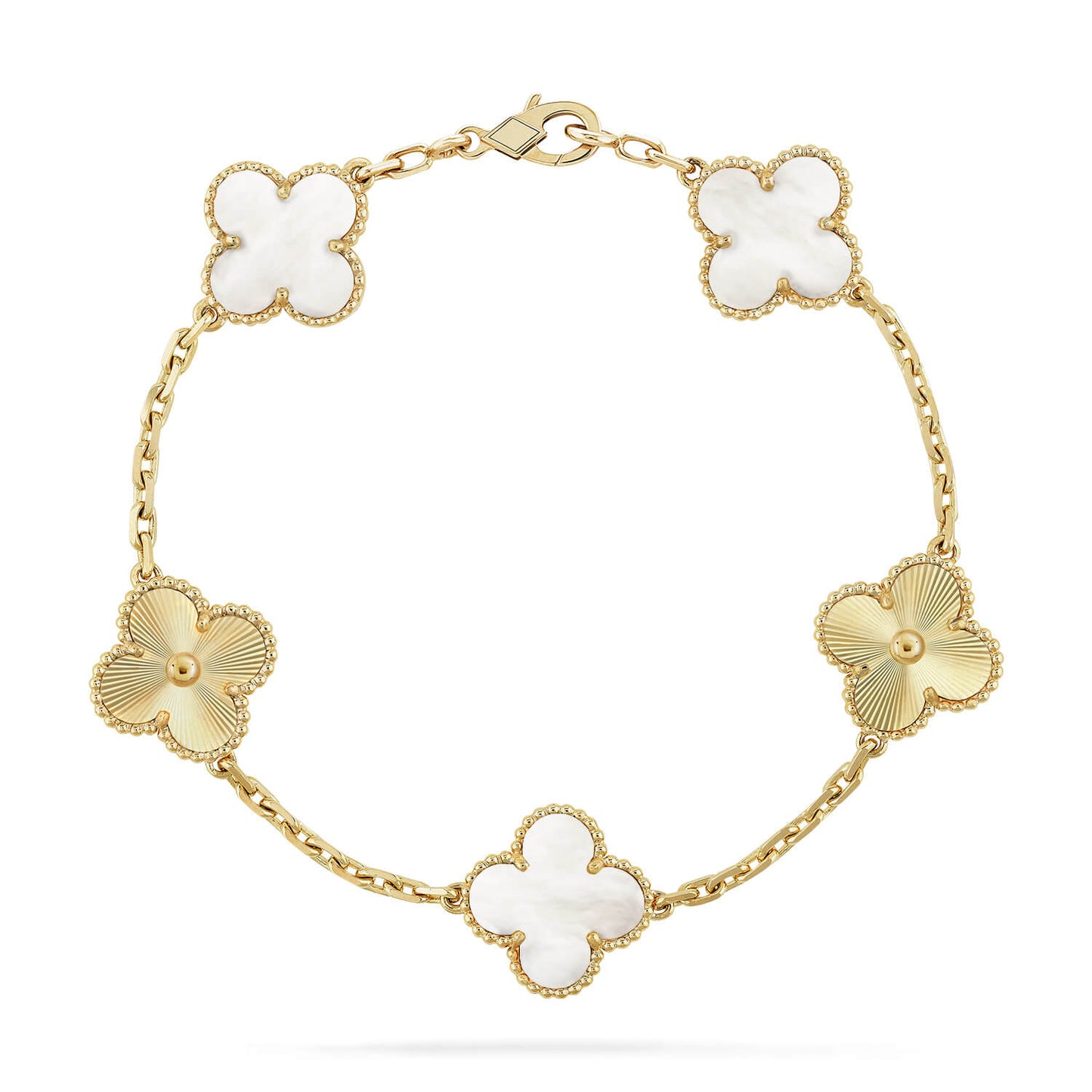 [Am jewelry]CLOVER WHITE PEARL MOP 5 MOTIF BRACELET COLLECTION