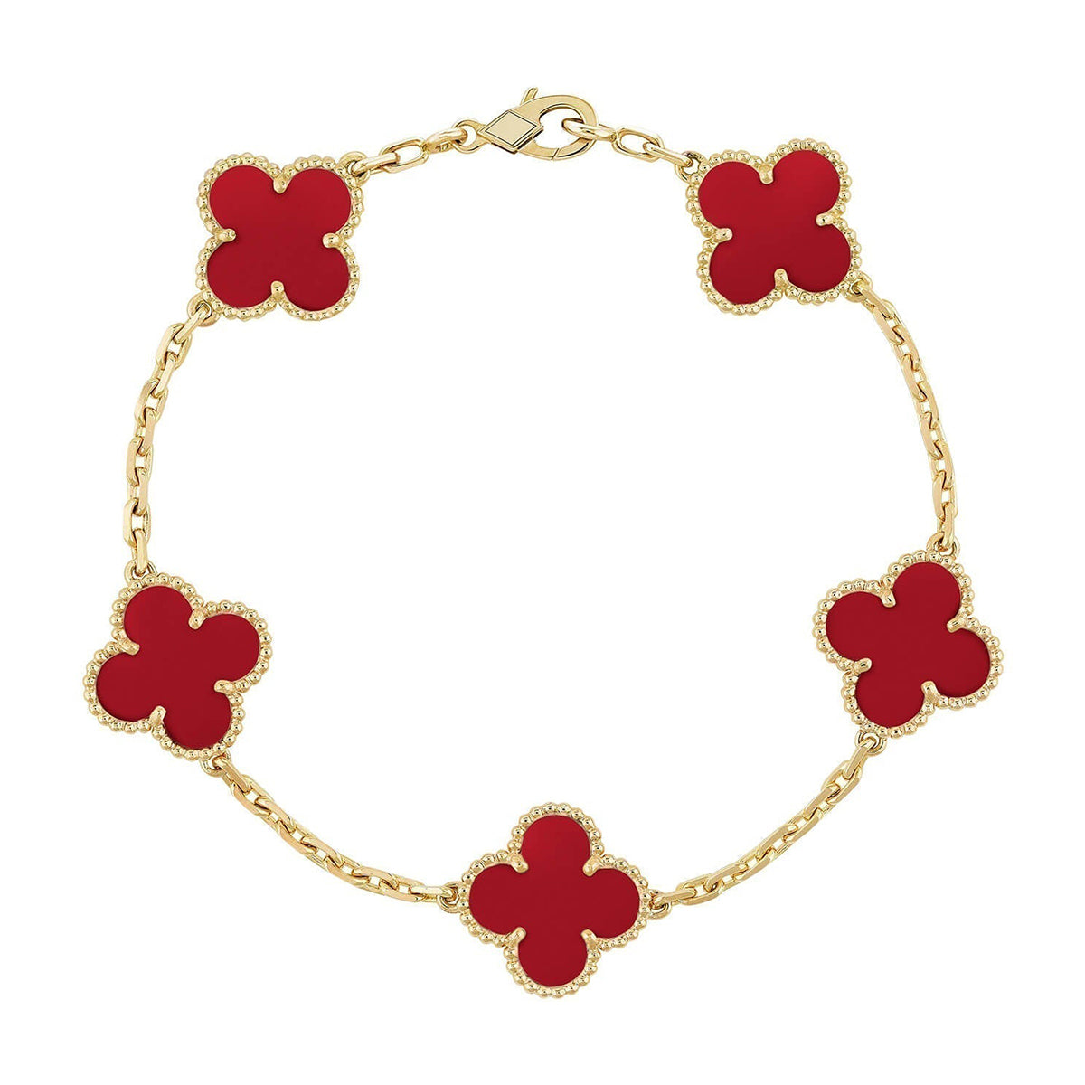 [Am jewelry] CLOVER 5 MOTIF RED CORNELIAN BRACELET COLLECTION