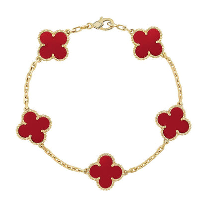 [Am jewelry] CLOVER 5 MOTIF RED CORNELIAN BRACELET COLLECTION