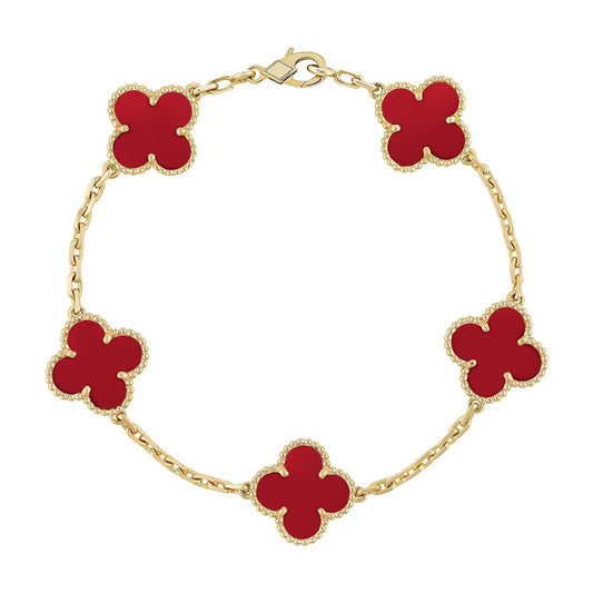[Am jewelry] CLOVER 5 MOTIF RED CORNELIAN BRACELET COLLECTION