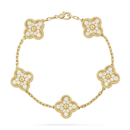 [Am jewelry] CLOVER 5 MOTIF FULL DIAMOND BRACELET COLLECTION
