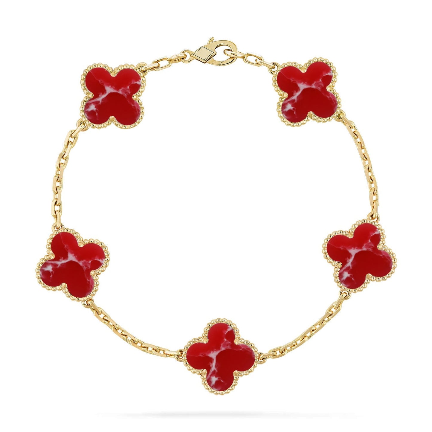 [Am jewelry]CLOVER 5 MOTIF RED PATTERN BRACELET COLLECTION