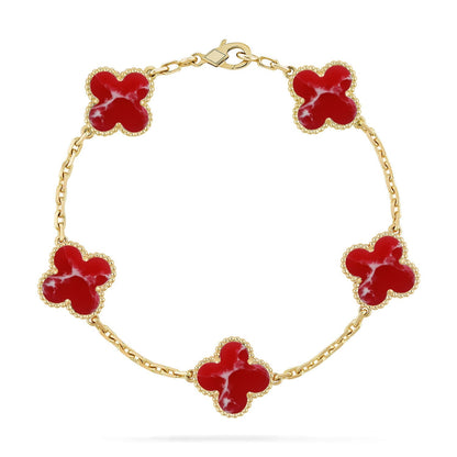 [Am jewelry]CLOVER 5 MOTIF RED PATTERN BRACELET COLLECTION