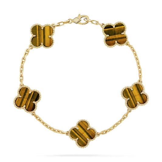 [Am jewelry] CLOVER 5 MOTIFS TIGER EYE BRACELET COLLECTION