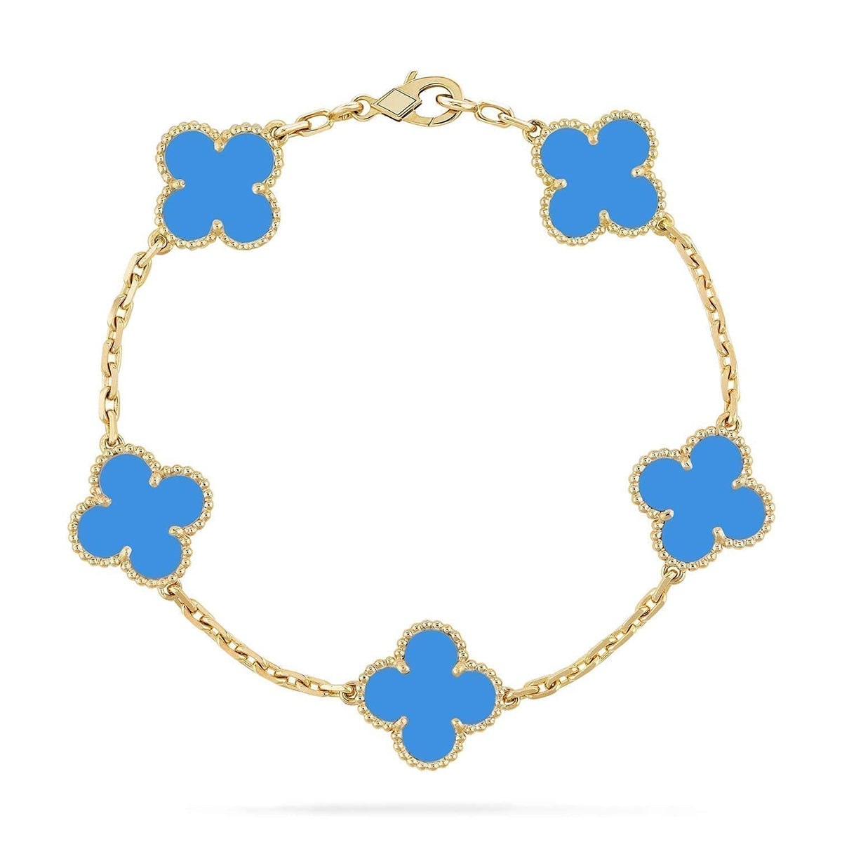 [Am jewelry] CLOVER 5 MOTIF BLUE AGATE BRACELET COLLECTION