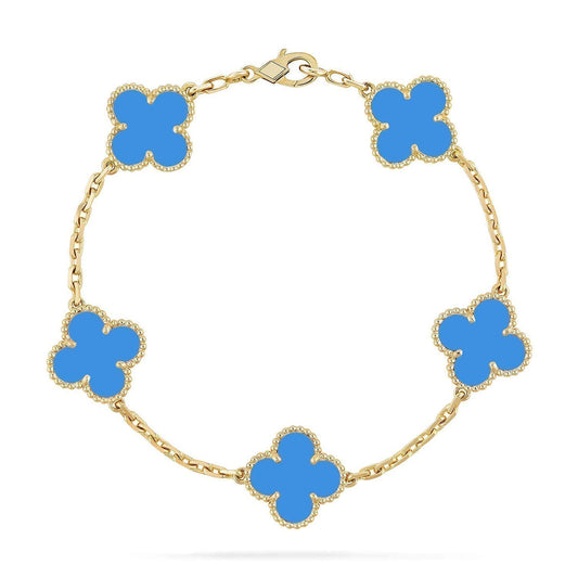 [Am jewelry] CLOVER 5 MOTIF BLUE AGATE BRACELET COLLECTION