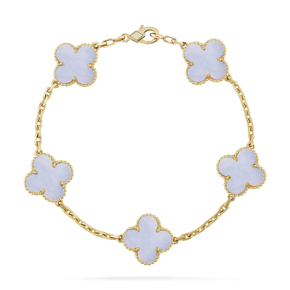 [Am jewelry] CLOVER 5 MOTIF PURPLE CHALCEDONY BRACELET COLLECTION