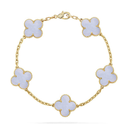 [Am jewelry] CLOVER 5 MOTIF PURPLE CHALCEDONY BRACELET COLLECTION