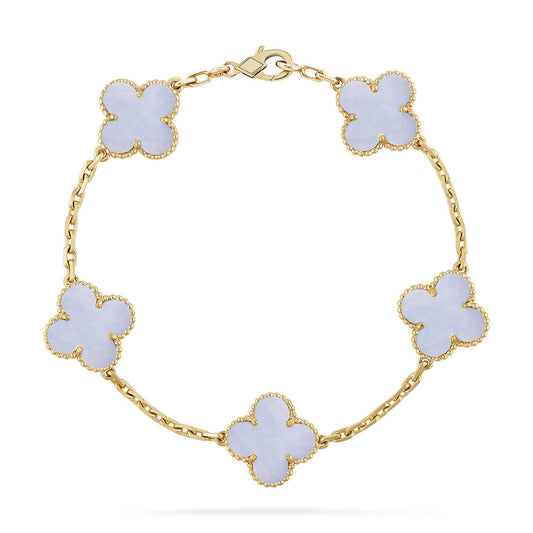 [Am jewelry] CLOVER 5 MOTIF PURPLE CHALCEDONY BRACELET COLLECTION