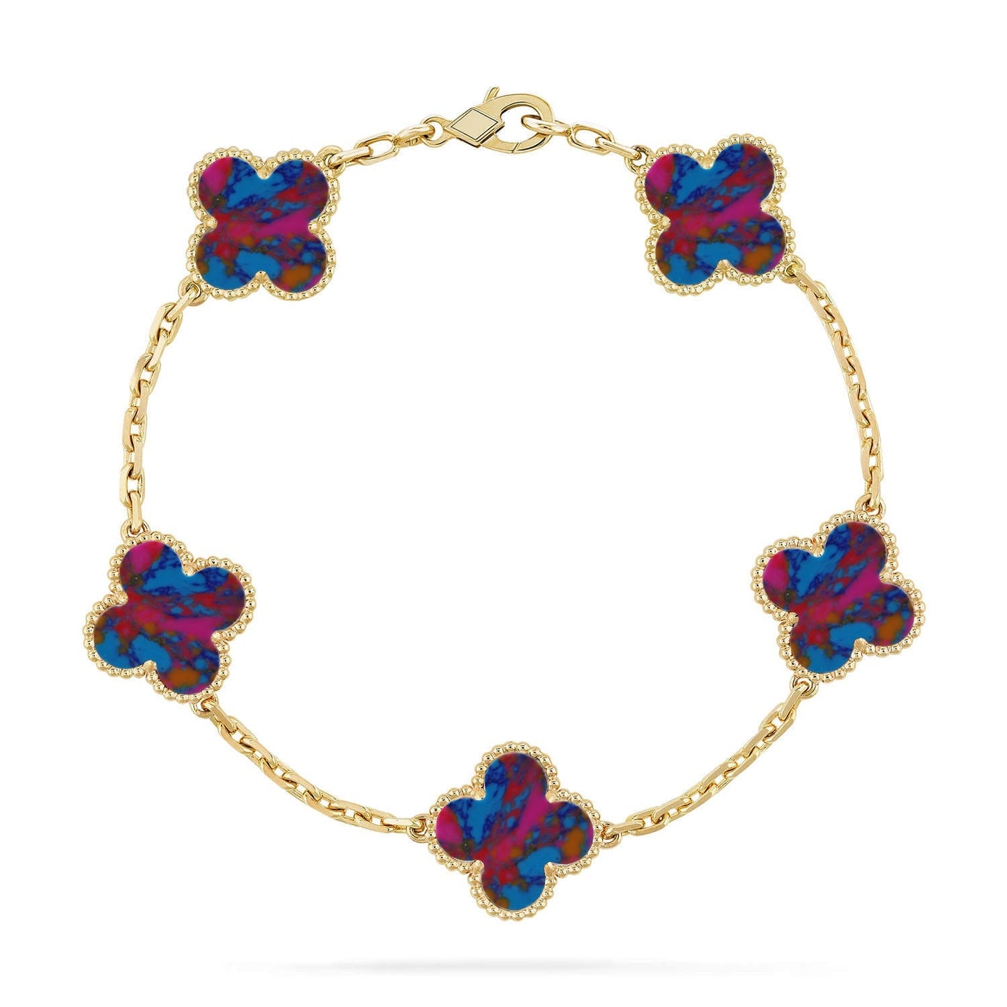 [Am jewelry]CLOVER 5 MOTIF COLOR GEMSTONES BRACELET COLLECTION