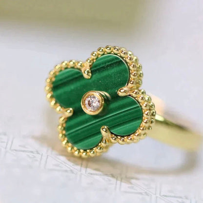 [Am jewelry]CLOVER MALACHITE RING GOLD DIAMOND