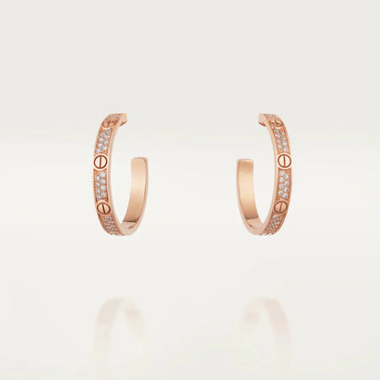 [Am jewelry]LOVE DIAMOND PINK GOLD HOOP EARRINGS