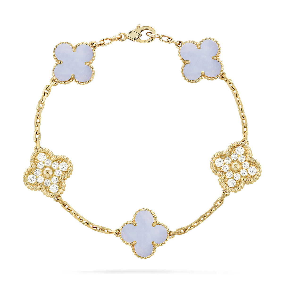 [Am jewelry] CLOVER 5 MOTIF PURPLE CHALCEDONY BRACELET COLLECTION
