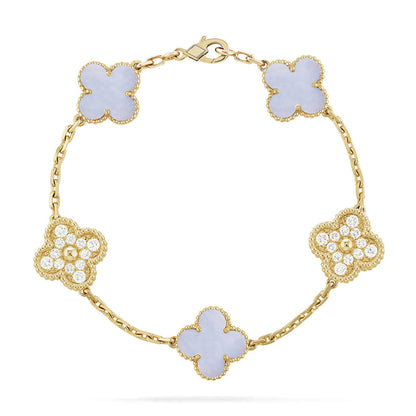 [Am jewelry] CLOVER 5 MOTIF PURPLE CHALCEDONY BRACELET COLLECTION