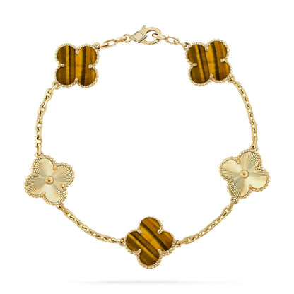 [Am jewelry] CLOVER 5 MOTIFS TIGER EYE BRACELET COLLECTION