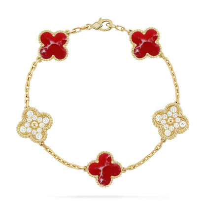 [Am jewelry]CLOVER 5 MOTIF RED PATTERN BRACELET COLLECTION