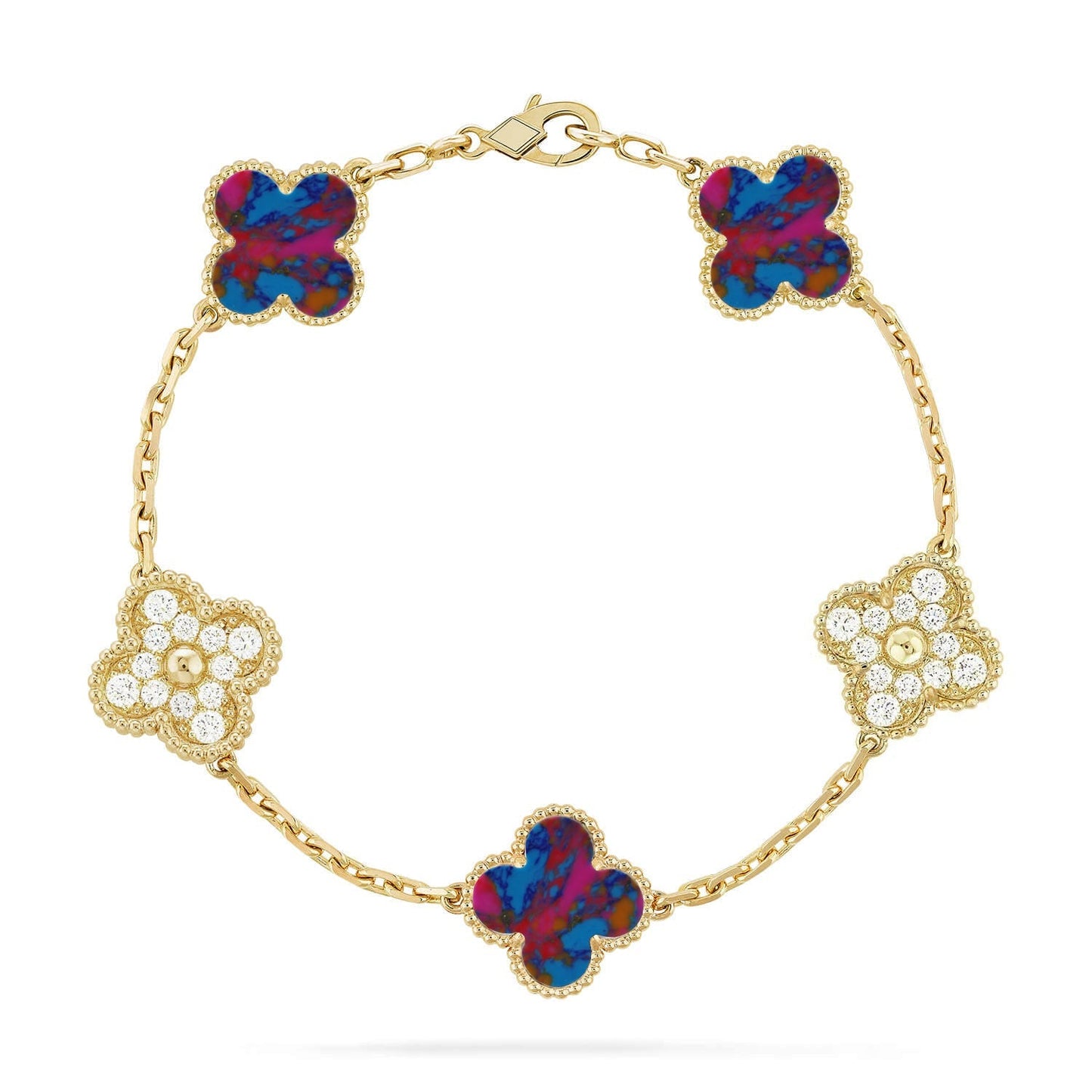 [Am jewelry]CLOVER 5 MOTIF COLOR GEMSTONES BRACELET COLLECTION
