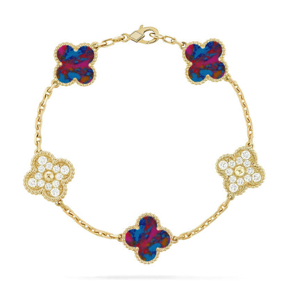 [Am jewelry]CLOVER 5 MOTIF COLOR GEMSTONES BRACELET COLLECTION